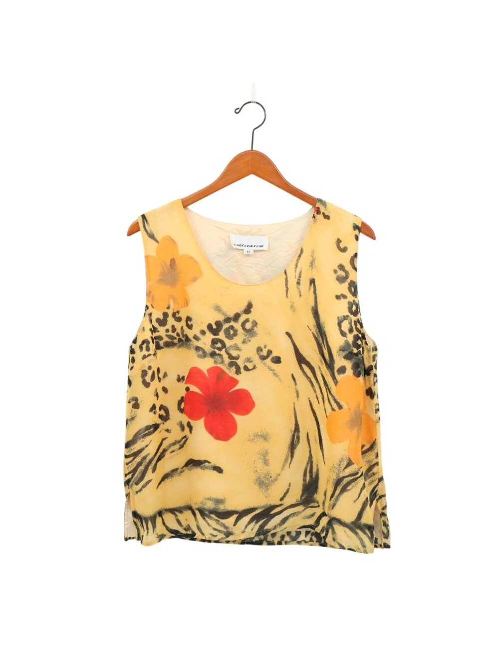 Caroline Rose Floral Animal Print Sleeveless Shell Tank Top M